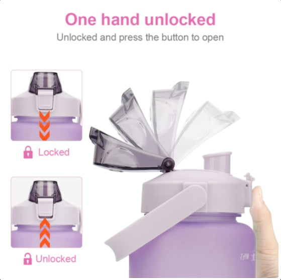 2L Trinkflasche Wasserflasche Gym Sport Travel Mit Strohhalm BPA Frei Tasse DE