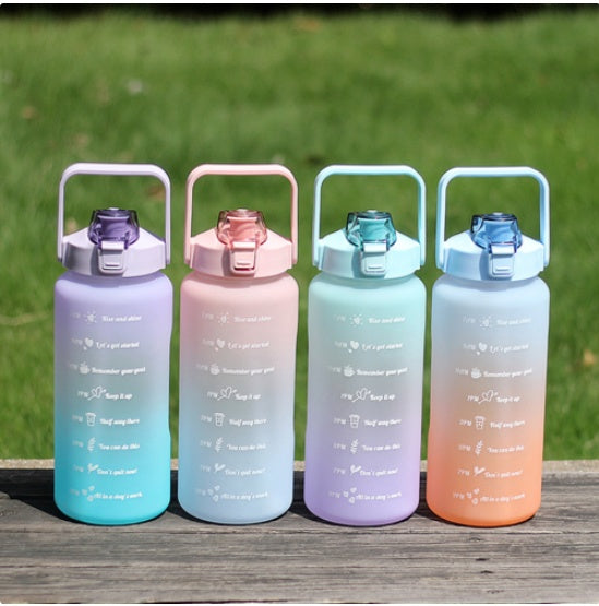 2L Trinkflasche Wasserflasche Gym Sport Travel Mit Strohhalm BPA Frei Tasse DE