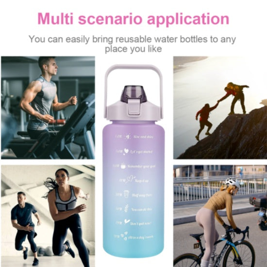 2L Trinkflasche Wasserflasche Gym Sport Travel Mit Strohhalm BPA Frei Tasse DE