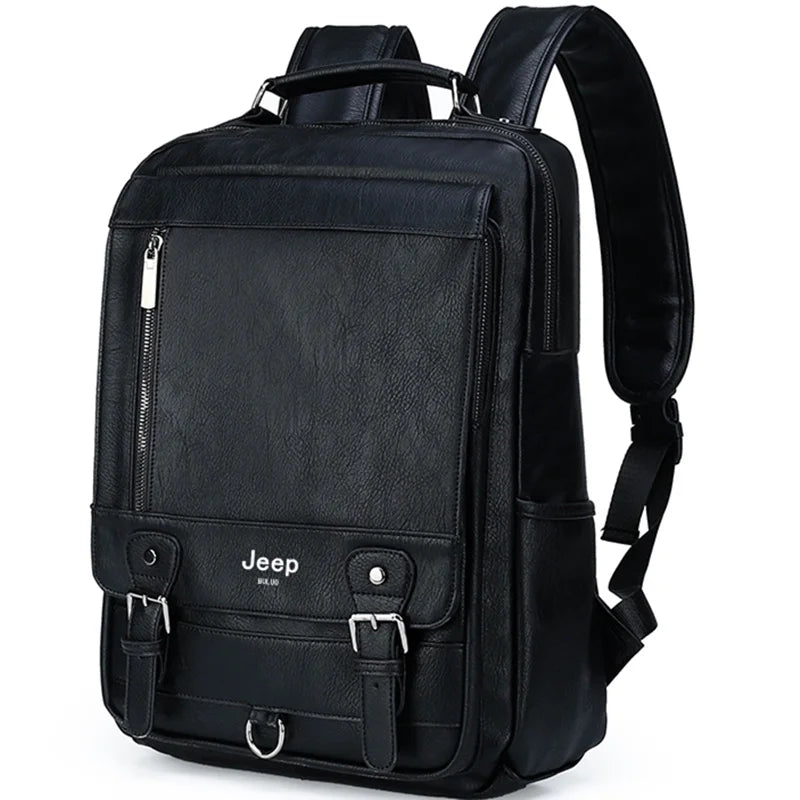 Jeep leather fashion unisex backpack 15.6 'laptop bags of great capacity to travel scholarship to schools at college