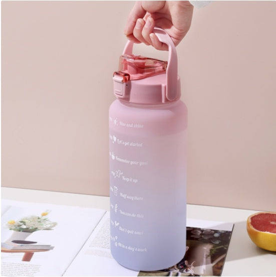 2L Trinkflasche Wasserflasche Gym Sport Travel Mit Strohhalm BPA Frei Tasse DE